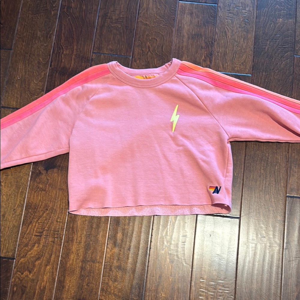 Aviator Nation Pink Sweatshirt Relaxed Fit Crew Neck